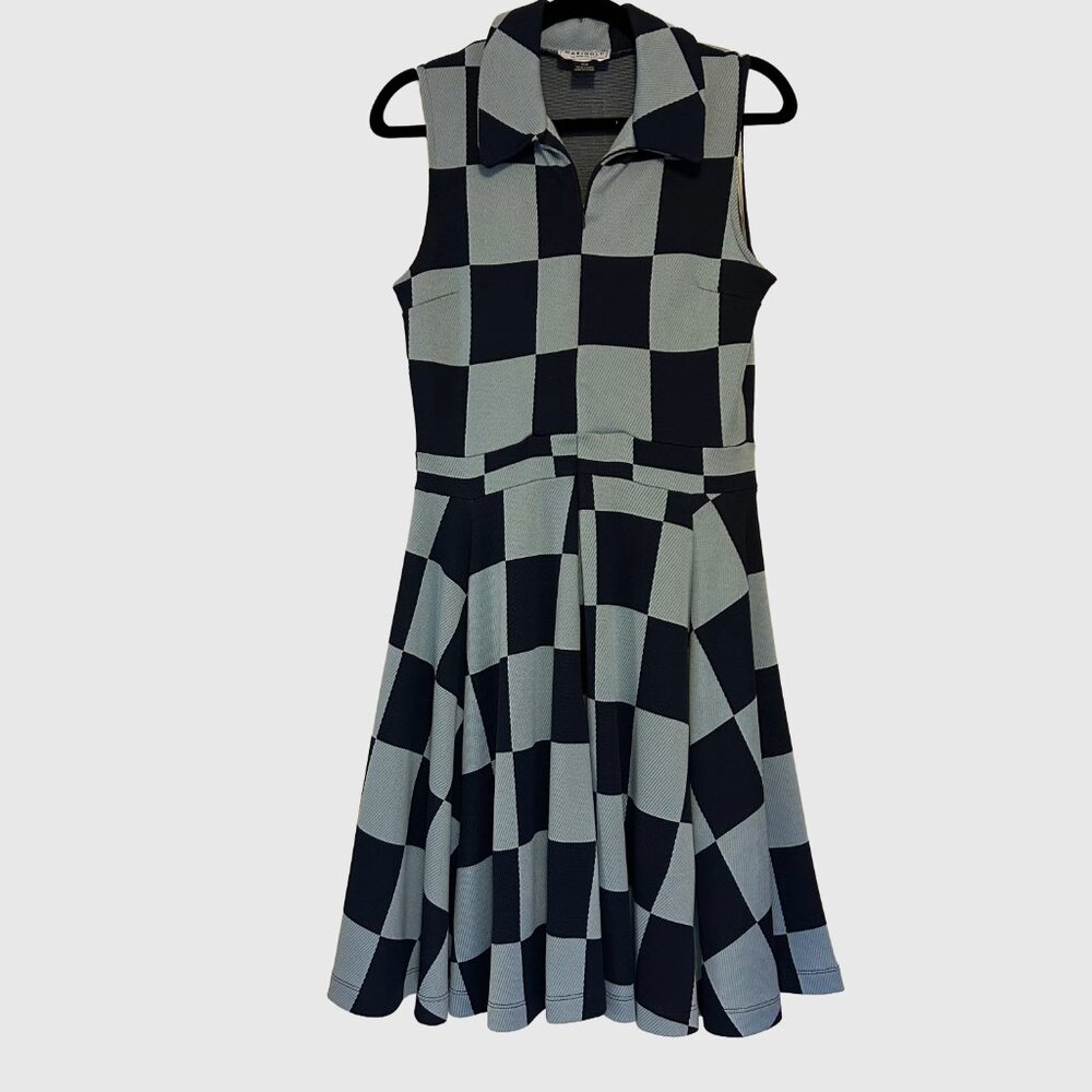 MARIGOLD par Marilyne Baril Checkerboard A-Line Dress - Blue -  Medium - NWOT